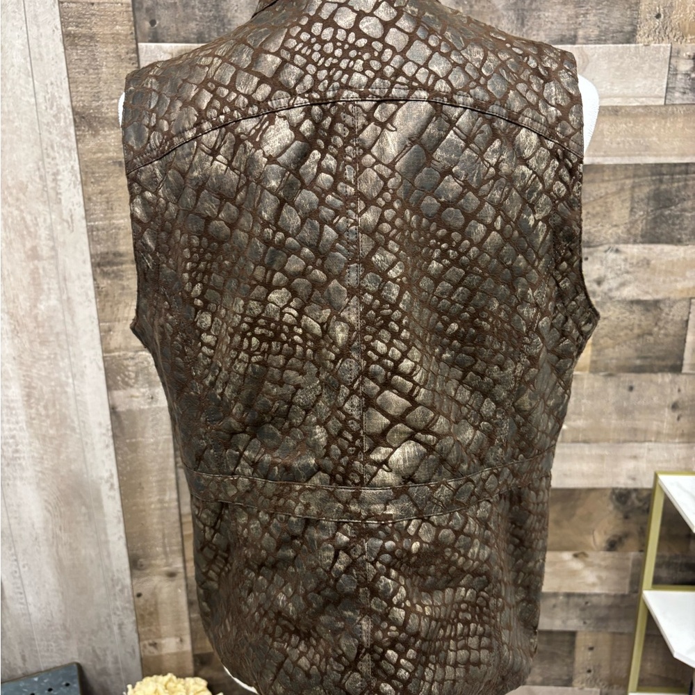Chicos Dark Brown Animal Print Vest 2/Lg - Picture 4 of 5